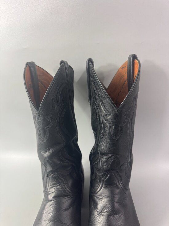 Lucchese 2000 Black Calf Skin Leather Western Boots Men Size 8 1/2 EE main image 9